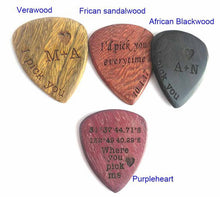 Load image into Gallery viewer, Guitar Pick Necklace Custom Engraved Wood