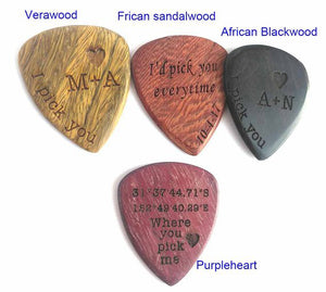 Guitar Pick Necklace Custom Engraved Wood